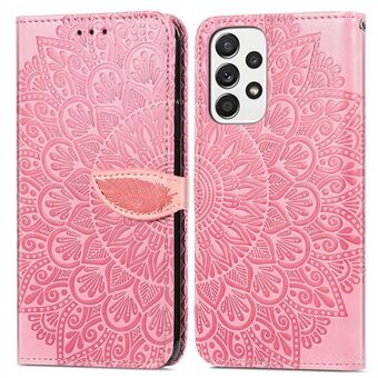 Voor Samsung Galaxy A32 4G (EU-versie) Feather Pattern Imprinting Leather Phone Case met Wallet Stand Strap: