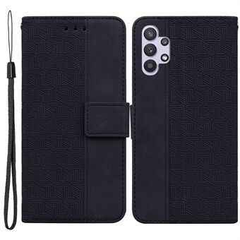 Voor Samsung Galaxy A32 4G (EU-versie) Geometrie Bedrukte Stand Telefoon Cover PU Lederen Portemonnee Flip Case: