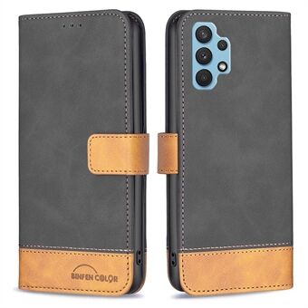 BINFEN COLOR BF lederen tas Series-7 voor Samsung Galaxy A32 4G (EU-versie), volledig dekkende stijl 11 PU-lederen hoes met matte textuur met folio-flipportemonnee en opvouwbare Stand