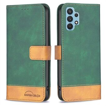 BINFEN COLOR BF lederen tas Series-7 voor Samsung Galaxy A32 4G (EU-versie), volledig dekkende stijl 11 PU-lederen hoes met matte textuur met folio-flipportemonnee en opvouwbare Stand