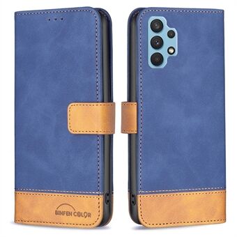 BINFEN COLOR BF lederen tas Series-7 voor Samsung Galaxy A32 4G (EU-versie), volledig dekkende stijl 11 PU-lederen hoes met matte textuur met folio-flipportemonnee en opvouwbare Stand