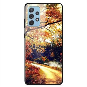 Voor Samsung Galaxy A32 4G (EU Versie) Patroon Afdrukken Ontwerp Telefoon Case Hard PC Gehard Glas Achterkant + Soft TPU Schokabsorptie Beschermhoes