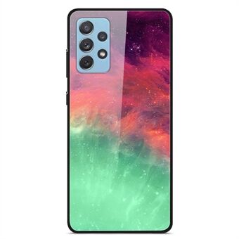 Voor Samsung Galaxy A32 4G (EU Versie) Patroon Afdrukken Ontwerp Telefoon Case Hard PC Gehard Glas Terug + Soft TPU Schokabsorptie Beschermhoes