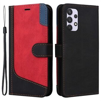 Voor Samsung Galaxy A32 4G (EU-versie) volledige die magnetische sluiting driekleurige splicing PU lederen telefoonhoes drop-proof Flip Stand Wallet Cover