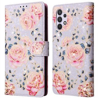 Voor Samsung Galaxy A32 4G (EU-versie) Hoesje met Bloemendesign RFID-blokkerende leren telefoonhoes