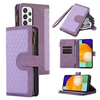 Voor Samsung Galaxy A32 4G (EU-versie) Rhombus Opdruk Rits Zak Portemonnee Telefoon Case Lederen Kaarthouder Stand Cover