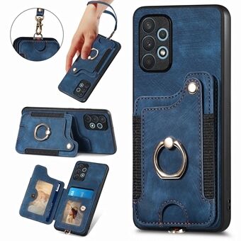 Voor Samsung Galaxy A32 4G (EU Versie) RFID Blokkeren Kaarthouder Telefoon Cover PU Leer + PC + TPU Kickstand Anti-drop Case