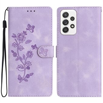 Voor Samsung Galaxy A32 4G (EU-versie) lederen telefoonhoes met bloemenopdruk Stand Case met portemonnee