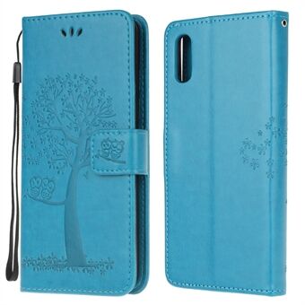 Uil en boom patroon afdrukken ontwerp lederen portemonnee telefoonhoes voor Samsung Galaxy Xcover 5