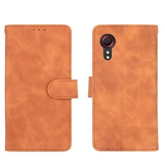 Skin-touch Folio Flip Lederen Beschermende Shell Portemonnee Stand Telefoon Cover voor Samsung Galaxy Xcover 5.