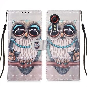 Lanyard Design Leren Telefoon Patroon Afdrukken Design Case met Portemonnee en Stand voor Samsung Galaxy Xcover 5