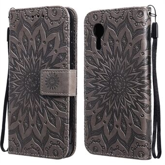 KT Imprinting Flower Series-1 Imprinting Flower Pattern PU lederen portemonnee telefoonhoes met Stand voor Samsung Galaxy Xcover 5.