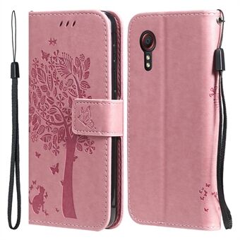 KT Imprinting Flower Series-3 Bedrukte Krabpaal Leer Gecoate TPU Kaarthouder Case met Standaard voor Samsung Galaxy Xcover 5