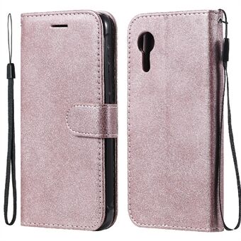 KT Leather Series-2 Effen Kleur Lederen Telefoon Portemonnee Stand Cover Met Riem voor Samsung Galaxy Xcover 5.