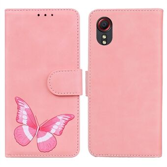 Skin-touch PU Leer Stijlvolle Big Vlinder Afdrukken Ontwerp Telefoon Case Stand Portemonnee Flip Telefoon Cover voor Samsung Galaxy Xcover 5.