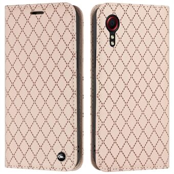 RFID Blokkerende Beschermhoes voor Samsung Galaxy Xcover 5, Rhombus Embossing Litchi Textuur PU Lederen Shell Flip Stand Wallet Phone Case