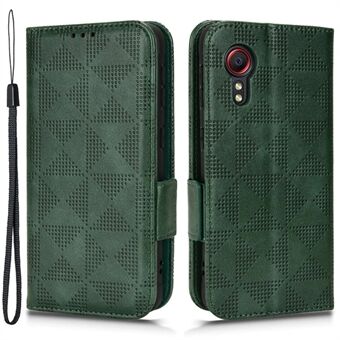 Voor Samsung Galaxy Xcover 5 Driehoek Patroon Bedrukt Telefoon Case Portemonnee Stand PU Leer Schokbestendig Telefoon Cover met Riem: