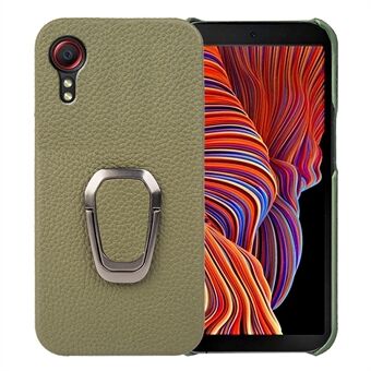 Voor Samsung Galaxy Xcover 5 Ring standaard telefoonhoes Litchi-textuur lederen gecoate pc-hoes