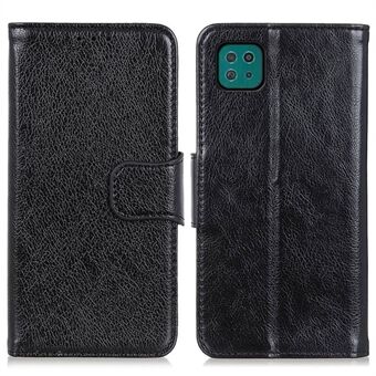 Voor Samsung Galaxy A22 5G (EU Versie) Beschermende Telefoon Case Schokbestendig Flip Folio Cover Nappa Textuur Split Lederen Telefoon Shell met Stand Portemonnee