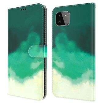 Stijlvolle aquarel PU lederen portemonnee Stand ontwerp telefoon beschermhoes voor Samsung Galaxy A22 5G (EU-versie)