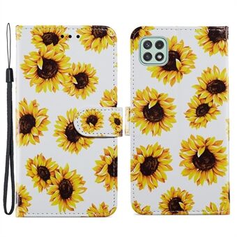 Portemonnee Ontwerp Magnetische Sluiting Patroon Afdrukken Lederen Telefoon Stand Case Cover voor Samsung Galaxy A22 5G (EU-versie)