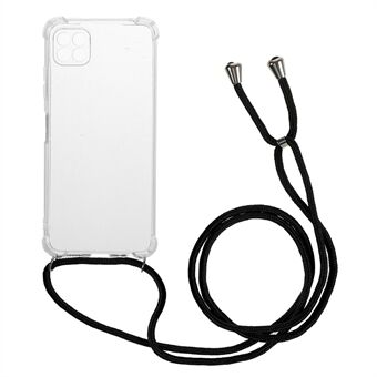 Duidelijke nauwkeurige uitgesneden vierhoek schokbestendige TPU-hoesbeschermer achterkant met lanyard voor Samsung Galaxy A22 5G (EU-versie)