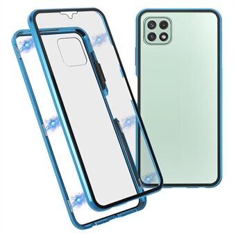 Metalen frame + dubbelzijdig HD gehard glas anti-drop beschermende magnetische absorptie telefoonhoesje voor Samsung Galaxy A22 5G (EU-versie)