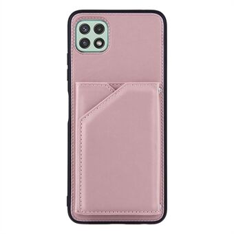 Skin-touch Feel lederen gecoate standaard telefoonhoes met kaarthouder voor Samsung Galaxy A22 5G (EU-versie)