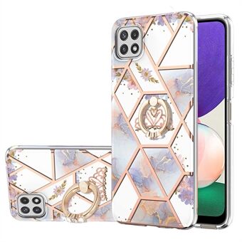 Voor Samsung Galaxy A22 5G (EU-versie) IMD-ontwerp Marmerpatroon Soft TPU Phone Cover Case met Ring :