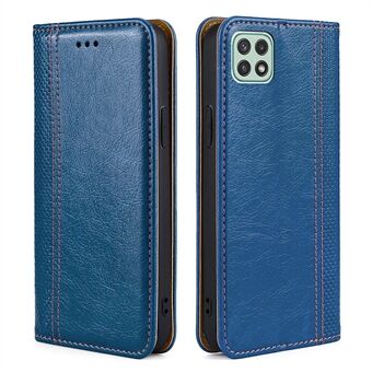 Voor Samsung Galaxy A22 5G (EU-versie) volledige beschermende auto-geabsorbeerde getextureerde ontwerp lederen kaarthouder telefoon case cover: