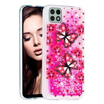 Anti- Scratch Telefoon Achterkant Glitter Drijfzand TPU Patroon Afdrukken Telefoon Cover voor Samsung Galaxy A22 5G (EU-versie)