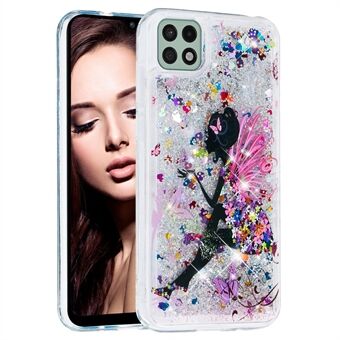 Anti- Scratch Telefoon Achterkant Glitter Drijfzand TPU Patroon Afdrukken Telefoon Cover voor Samsung Galaxy A22 5G (EU-versie)