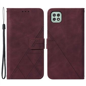 Imprinting Lines PU lederen hoes + Soft TPU telefoonhoesje Wallet Stand Cover met riem voor Samsung Galaxy A22 5G (EU-versie)