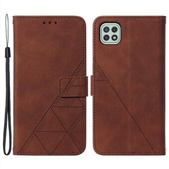 Imprinting Lines PU lederen hoes + Soft TPU telefoonhoesje Wallet Stand Cover met riem voor Samsung Galaxy A22 5G (EU-versie)