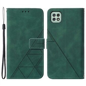 Imprinting Lines PU lederen hoes + Soft TPU telefoonhoesje Wallet Stand Cover met riem voor Samsung Galaxy A22 5G (EU-versie)