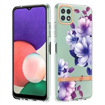 LB5 Serie Bloem Brief Ontwerp TPU Telefoon Geval voor Samsung Galaxy A22 5G (EU Versie) Galvaniseren IMD IML Anti- Scratch Beschermhoes