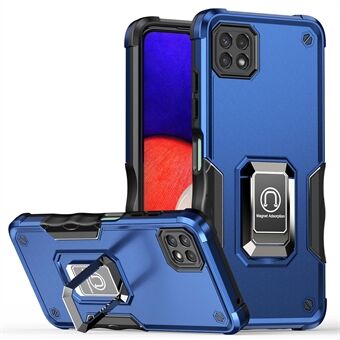 Voor Samsung Galaxy A22 5G (EU-versie) Hybrid Hard PC Soft TPU Shockproof Beschermhoes met Ring Car Mount Kickstand: