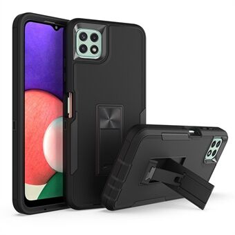 Voor Samsung Galaxy A22 5G (EU Versie) Kickstand Telefoon Case Hard PC + Soft TPU Anti-drop Cover met Auto Mount Metalen Plaat