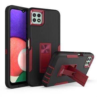 Voor Samsung Galaxy A22 5G (EU Versie) Kickstand Telefoon Case Hard PC + Soft TPU Anti-drop Cover met Auto Mount Metalen Plaat