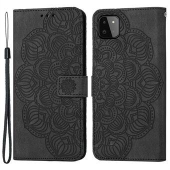 Voor Samsung Galaxy A22 5G (EU Versie) PU Lederen Portemonnee Case Mandala Bloem Bedrukt Folio Flip Stand Telefoon Cover: