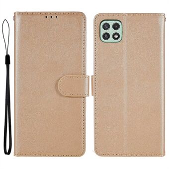 Voor Samsung Galaxy A22 5G (EU Versie) Folio PU Lederen Portemonnee Anti-stof Slanke Mobiele Telefoon Case met Lanyard: