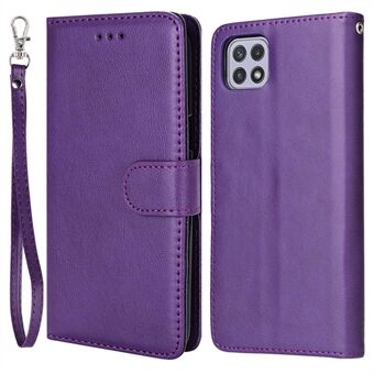 Voor Samsung Galaxy A22 5G (EU Versie) KT Lederen Serie-3 Effen Kleur PU Lederen Case Afneembare 2-in-1 Telefoon Stand Wallet Cover met Riem