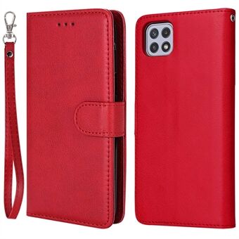 Voor Samsung Galaxy A22 5G (EU Versie) KT Lederen Serie-3 Effen Kleur PU Lederen Case Afneembare 2-in-1 Telefoon Stand Wallet Cover met Riem