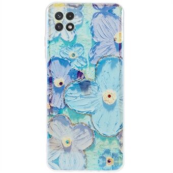 Voor Samsung Galaxy A22 5G (EU Versie) slijtvaste Epoxy Strass Decor TPU Case IMD Bloem Patroon Drop-proof Telefoon Cover