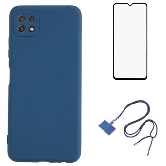 WANLONFENG RB1-serie voor Samsung Galaxy A22 5G (EU-versie) hoes TPU-cover met schermfolie + lanyard.