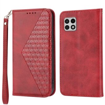 Flip Phone Wallet-hoesje voor Samsung Galaxy A22 5G (EU-versie), Rhombus PU lederen Stand bedrukt ruitpatroon mobiele telefoonhoes met riem