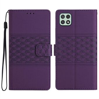 Slim Fit telefoonhoes voor Samsung Galaxy A22 5G (EU-versie), Skin-touch Feeling Portemonnee Retro bedrukt patroon Stand lederen telefoonhoes