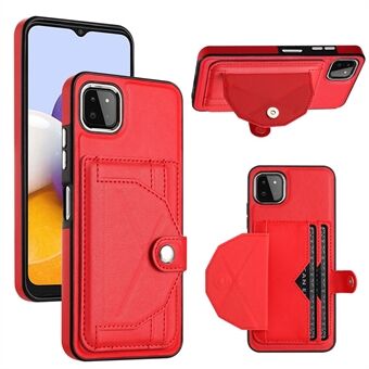 YB Leather Coating Series-4 Kickstand Case voor Samsung Galaxy A22 5G (EU-versie) Kaarthouder PU-leer + TPU-telefoonhoes