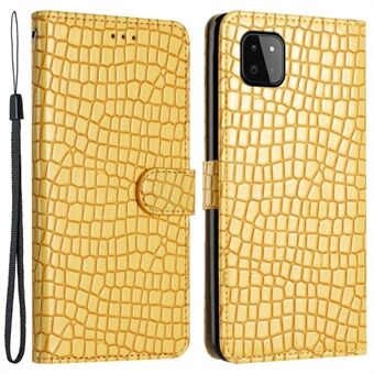 Voor Samsung Galaxy A22 5G (EU-versie) lederen portemonnee telefoonhoes krokodil textuur Stand flip cover met riem