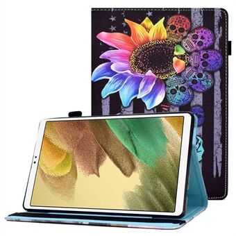 Voor Samsung Galaxy Tab A7 Lite 8.7-inch T220/T225 Patroon Afdrukken Stiksels Lijn Tablet Stand Case Elastische band Sluiting PU Lederen Cover met Kaartsleuven